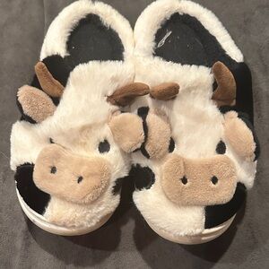Cow Print Plush Slippers